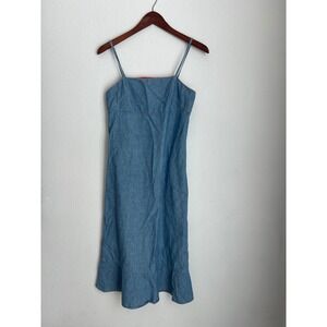 Gap Denim Sundress Midi Spaghetti Strap‎ Square Neck Summer Blue Size 2